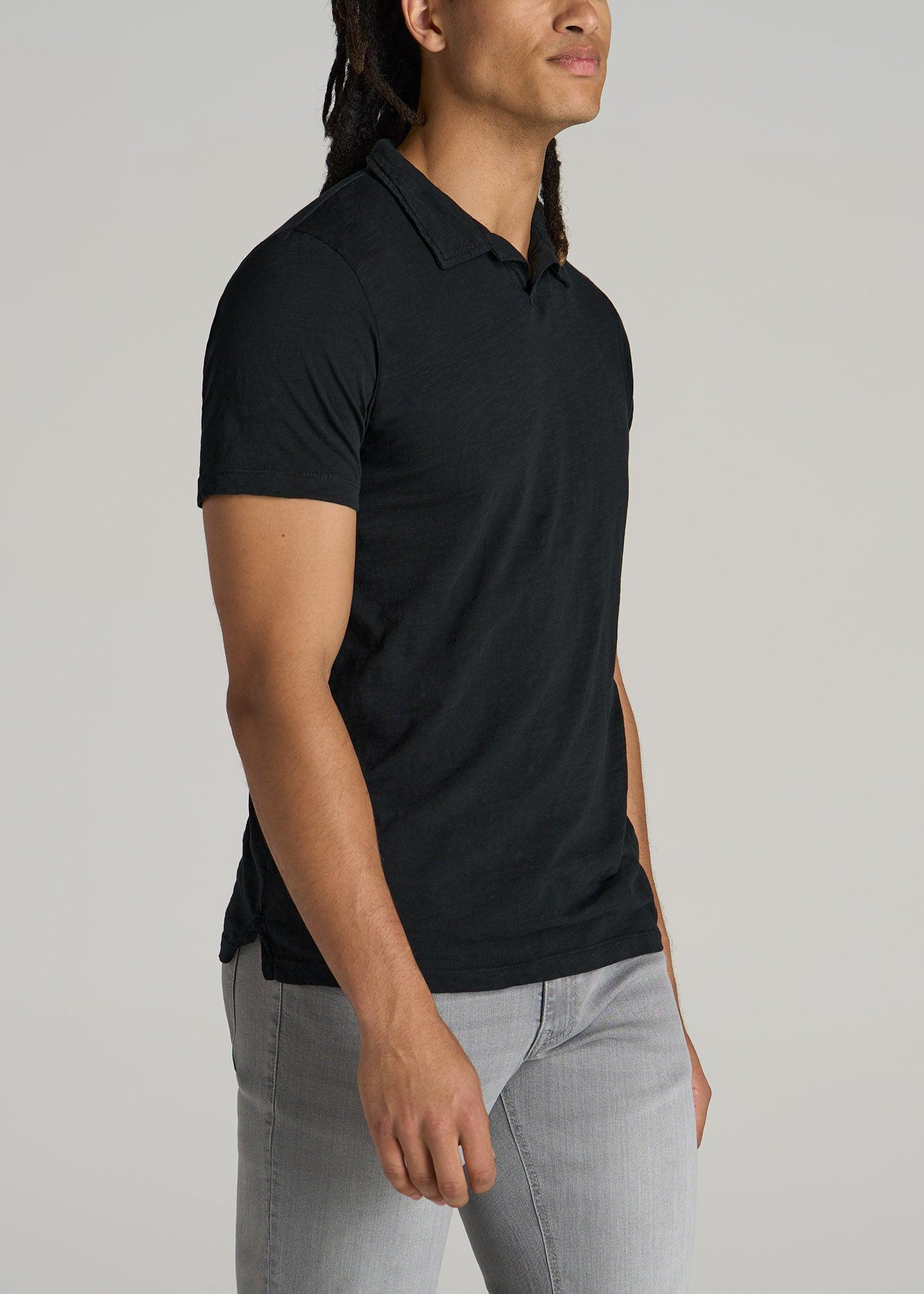 Slub Men's Tall Polo Shirt in Black Male Product Image