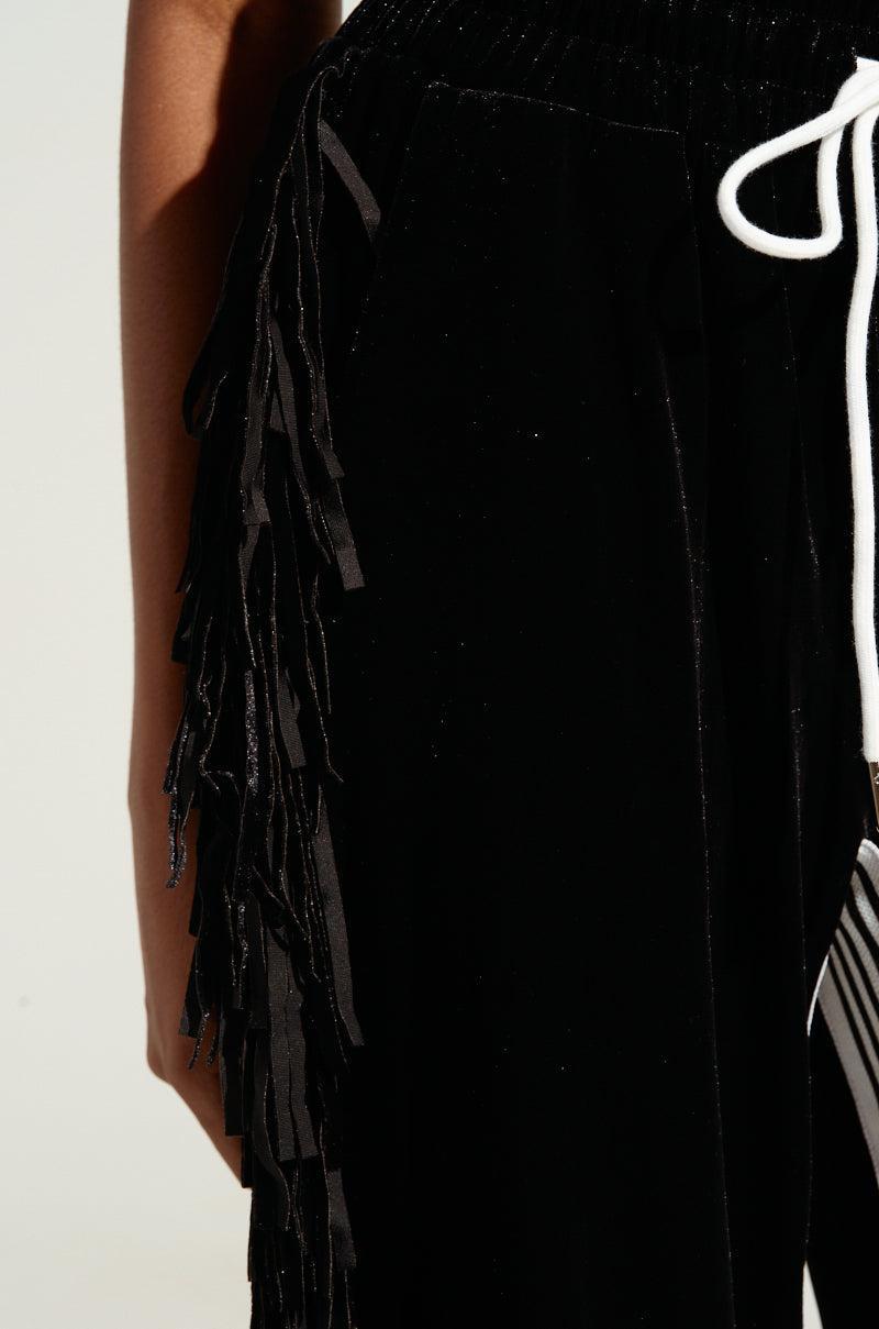 CARLY FRINGE VELVET JOGGER Product Image