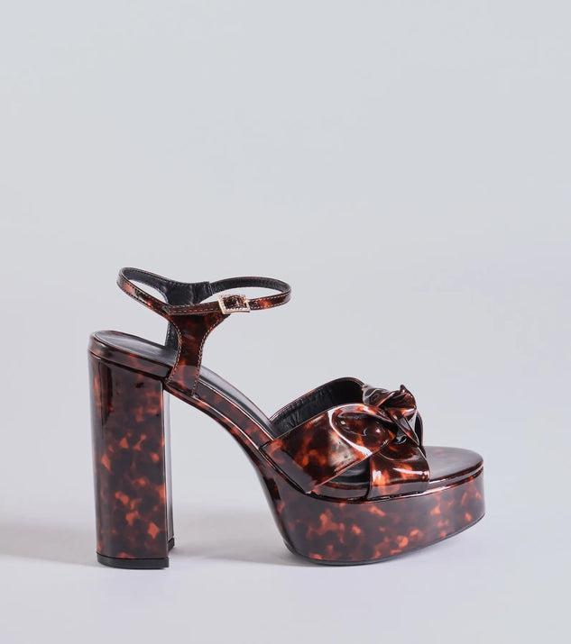 Chic Impression Tortoise Print Platform Knot Heels Product Image