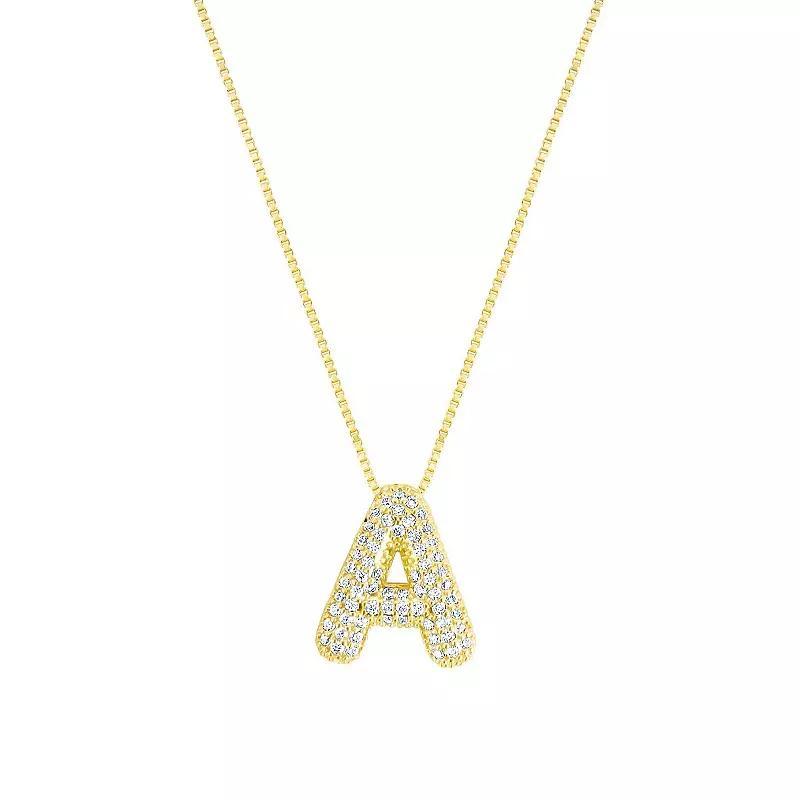 Adornia 14k Gold Plated Pave Bubble Letter Necklace, Womens Product Image