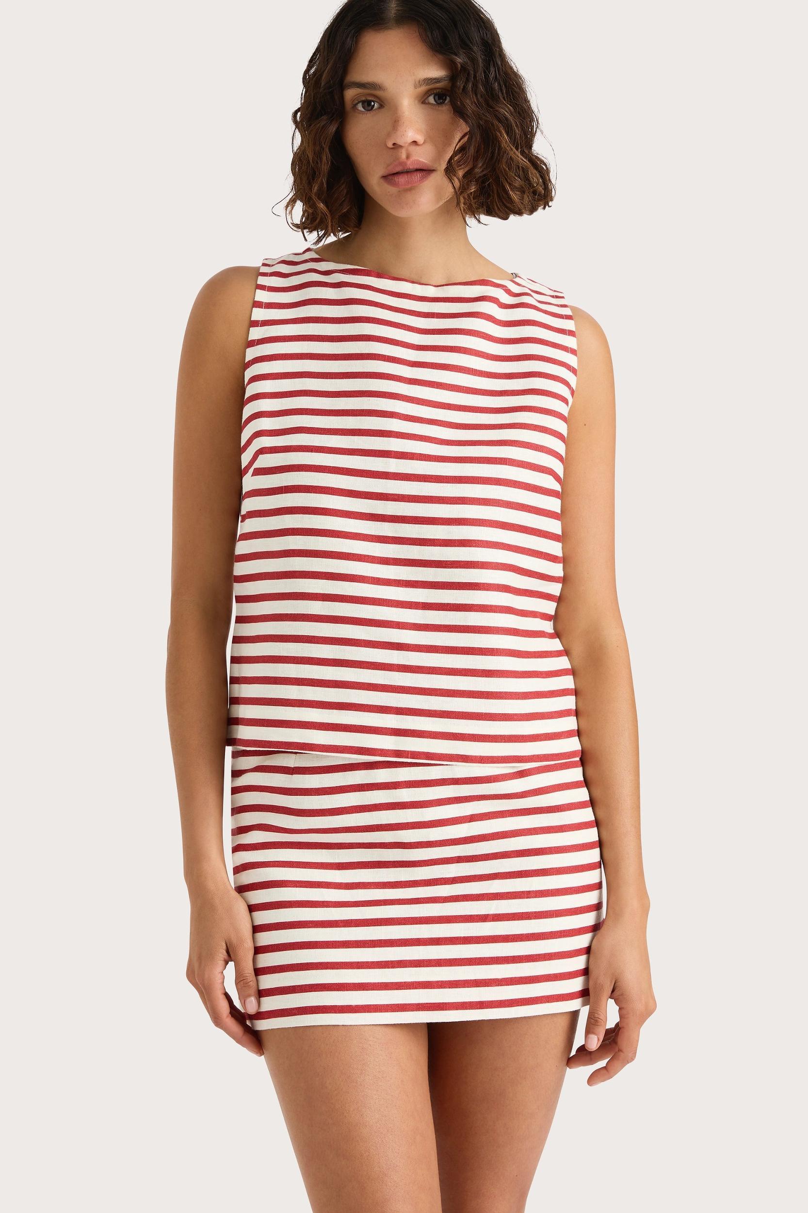 Jane Mini Skirt Breton Stripe Red Product Image