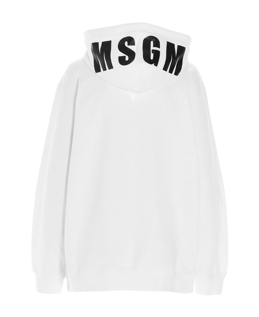 MSGM Logo Hooded Sweater In White Product Image