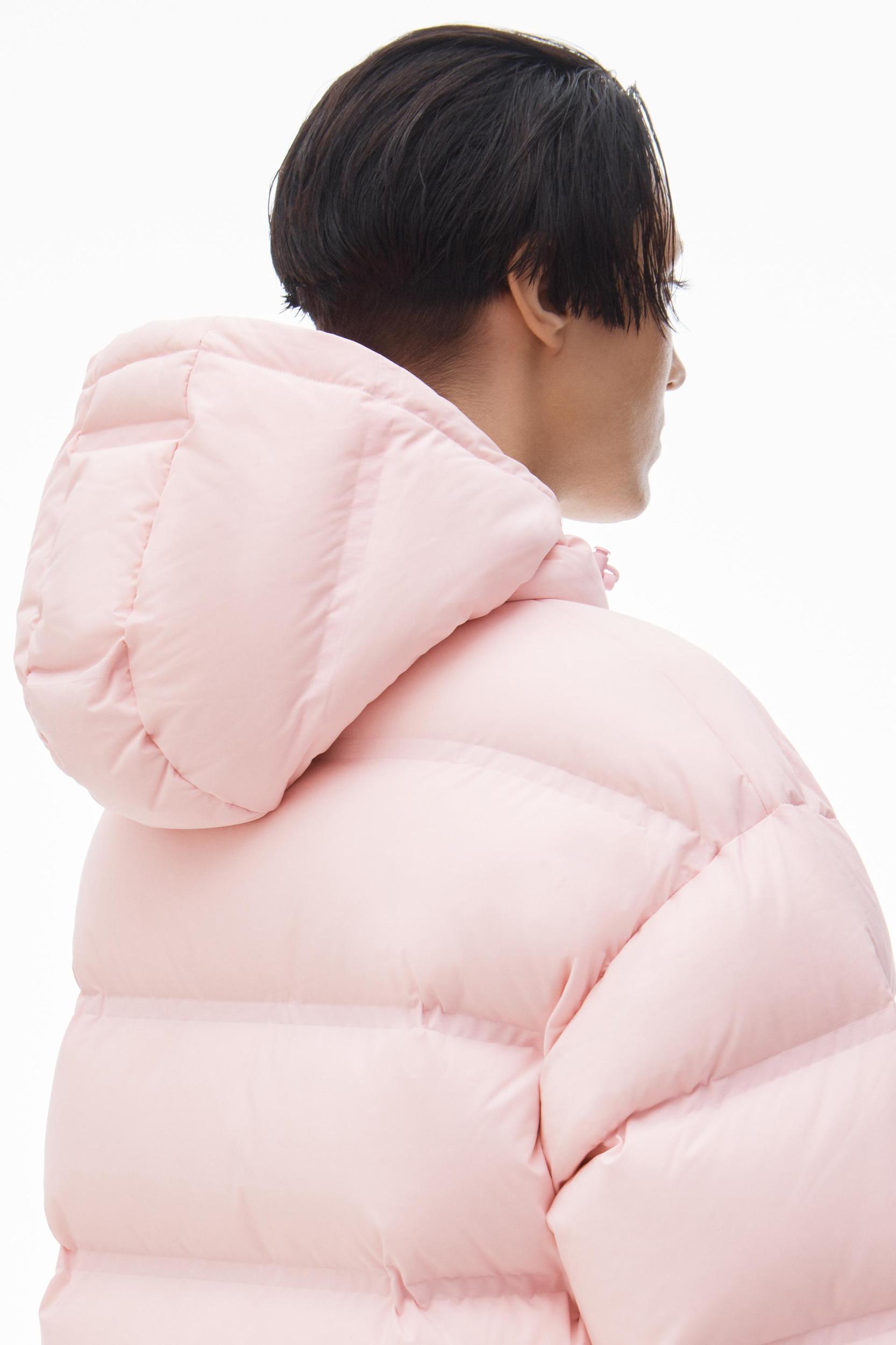 Cropped Hooded Puffer Coat With Reflective Logo Product Image