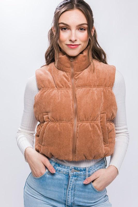 Corduroy Zip Puffer Vest Product Image