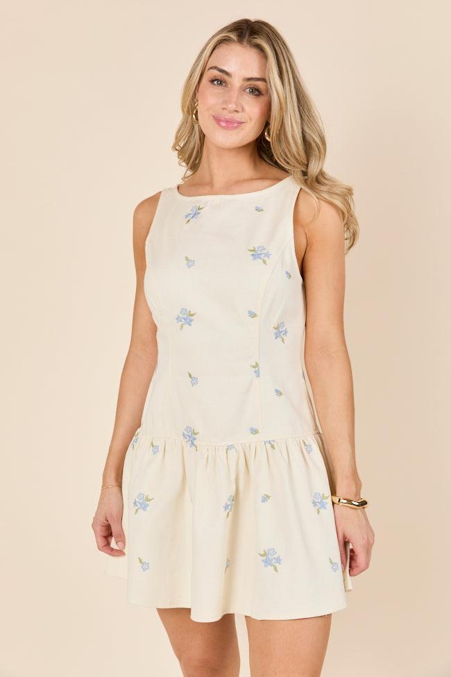 Denise Flower Embroidered Denim Dress Product Image