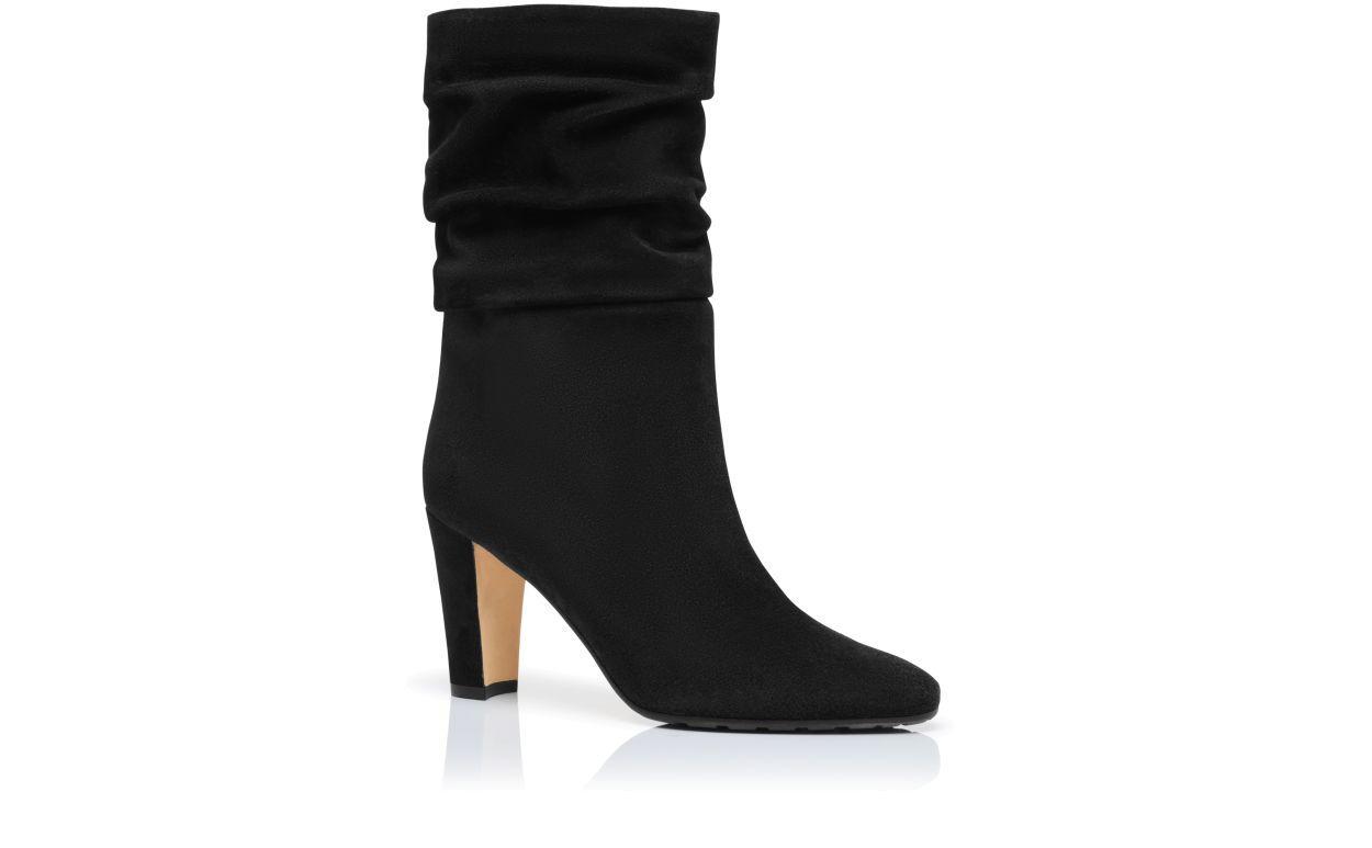 CALASSO Black Suede Knee High Boots Product Image