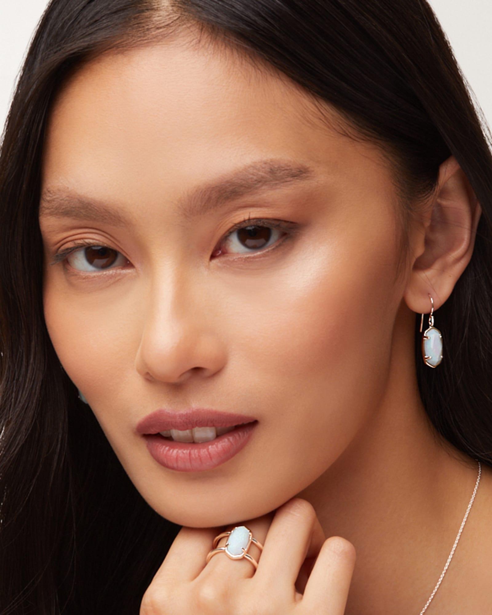 Kendra Scott Elyse Sterling Silver Double Band Ring in White Sterling Opal | Ethiopian Opal | Size 8 Product Image
