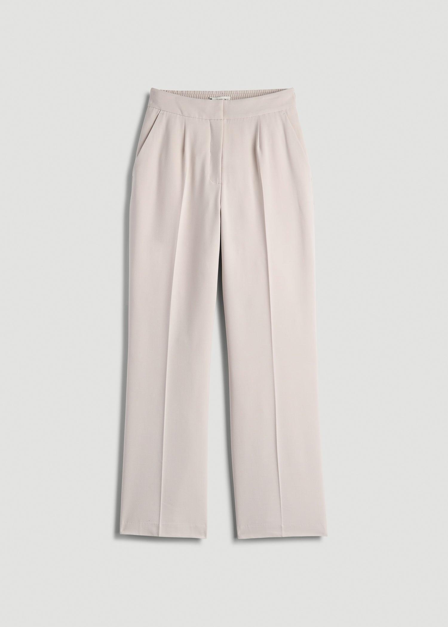 Flat Front Wide Leg Dress Pants for Tall Women in Drywall Tan Female Product Image