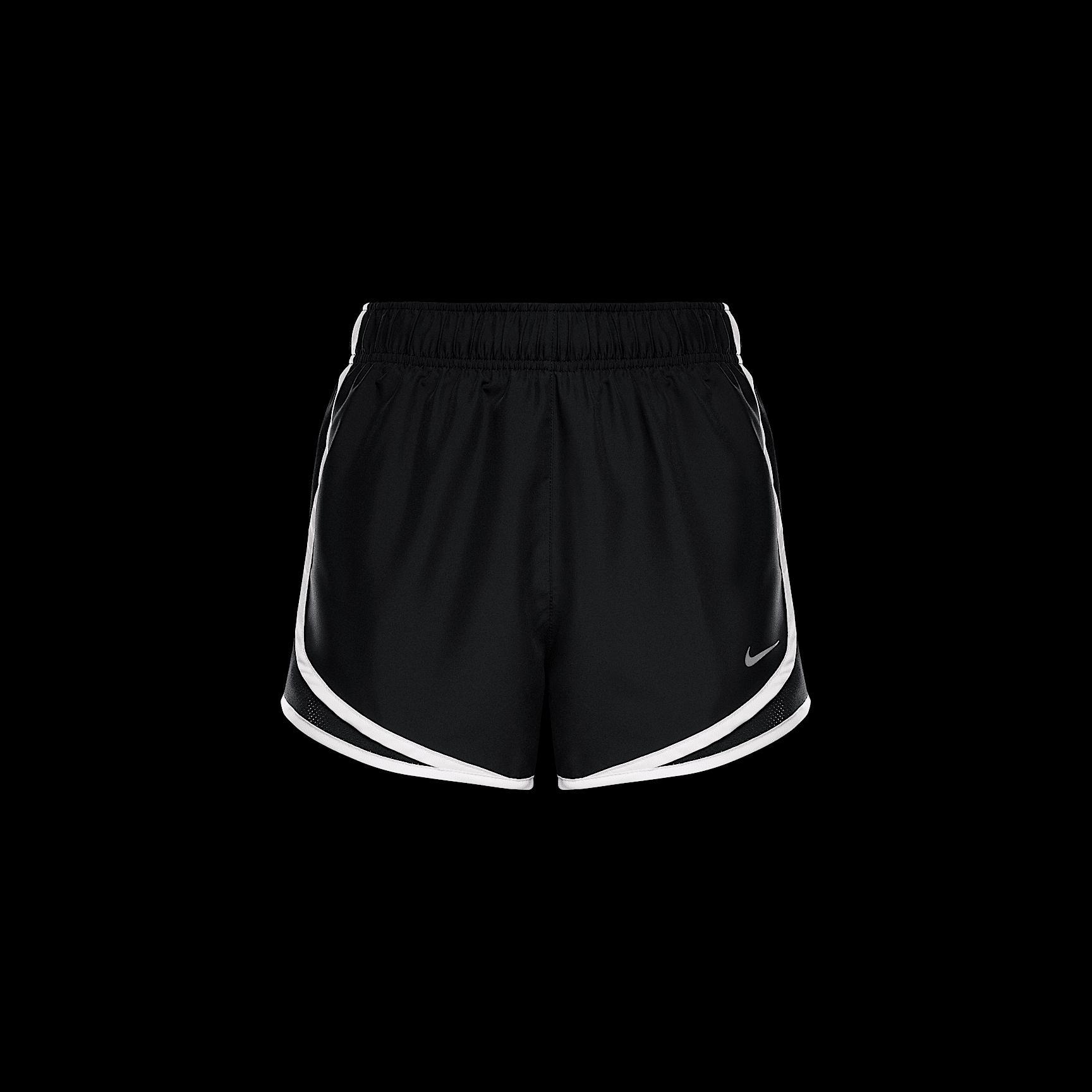Nike Womens Tempo Dri-FIT Mid-Rise Brief-Lined Running Shorts in Black/White Product Image