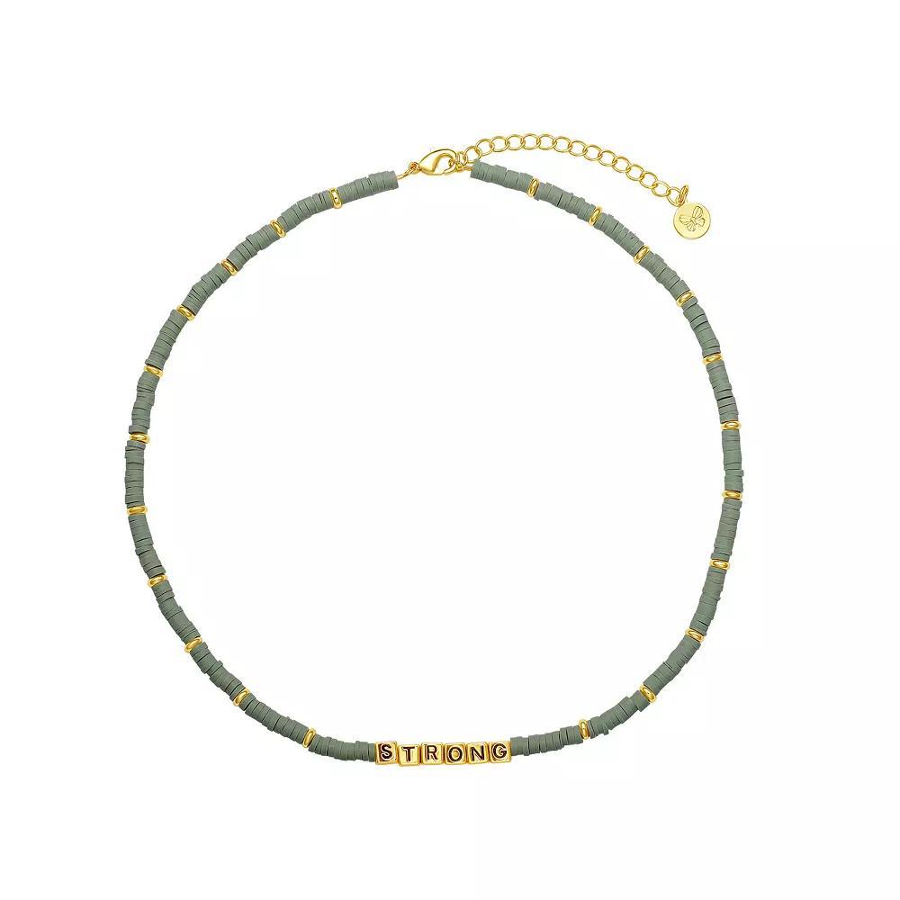 18k Gold Plated "Strong" Green Disc Bead Necklace, Women's, Size: 14" Product Image