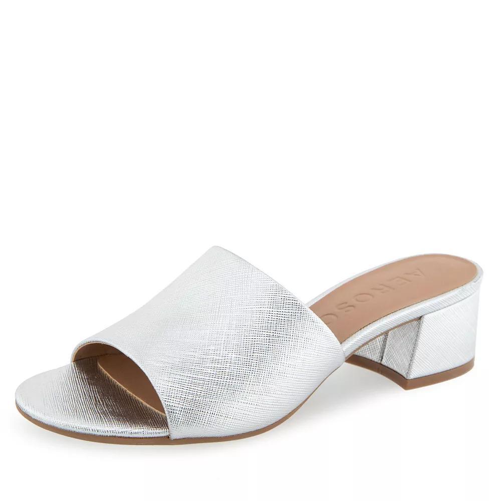 Aerosoles COMO Women's Block Heel Slide Sandals, Size: 8, Silver Grey Text Product Image