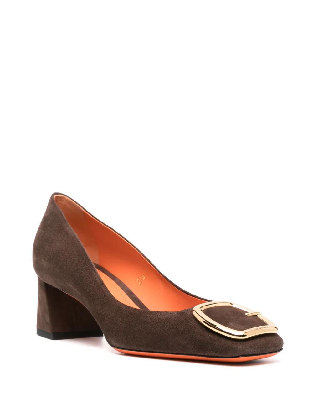 SANTONI Hassie 50mm Decorative-buckle Pumps In Brown Product Image