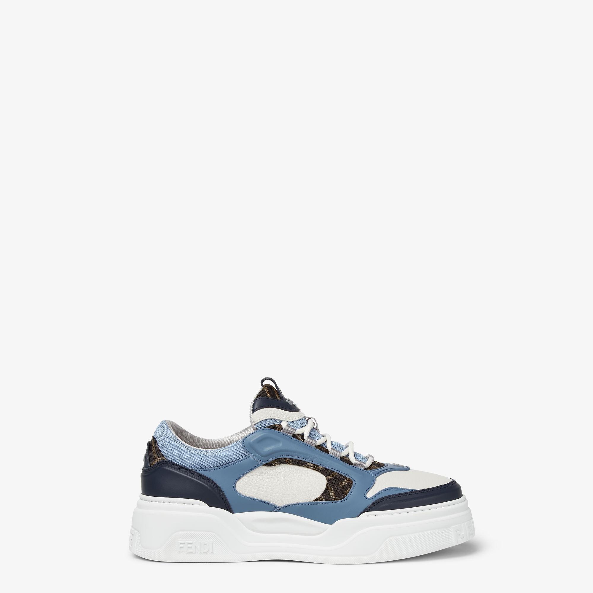 Fendi Force sneakersWhite, light blue and blue leather low-tops Product Image