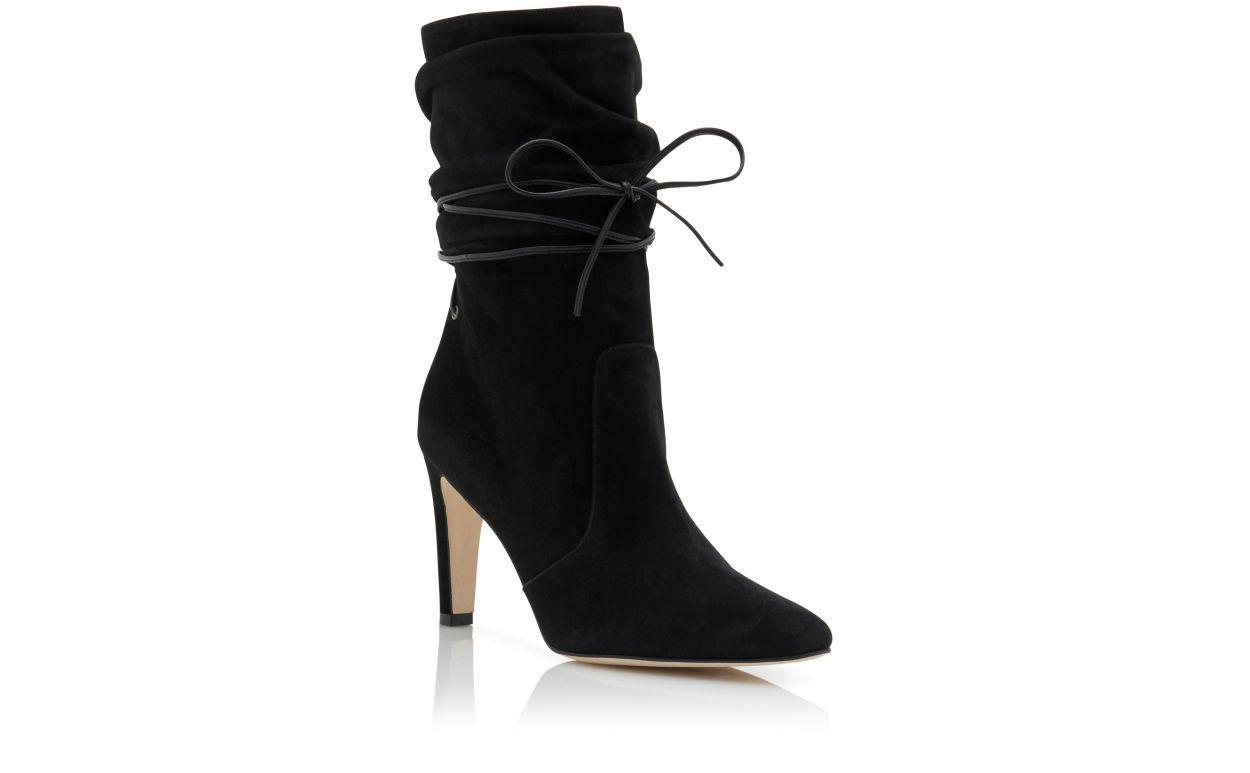 CAVASHIPLA Black Suede Slouchy Ankle Boots Product Image