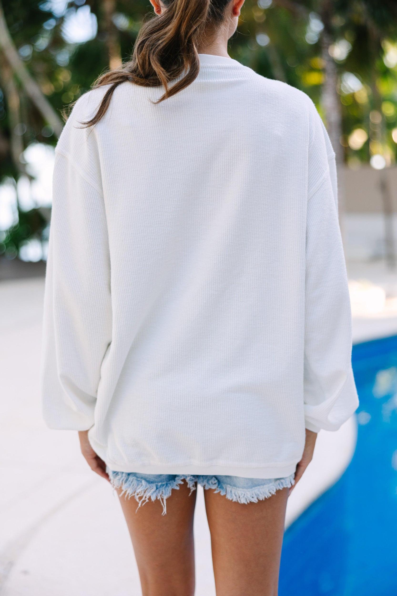 Oh My Stars White Varsity Corded Sweatshirt Female Product Image