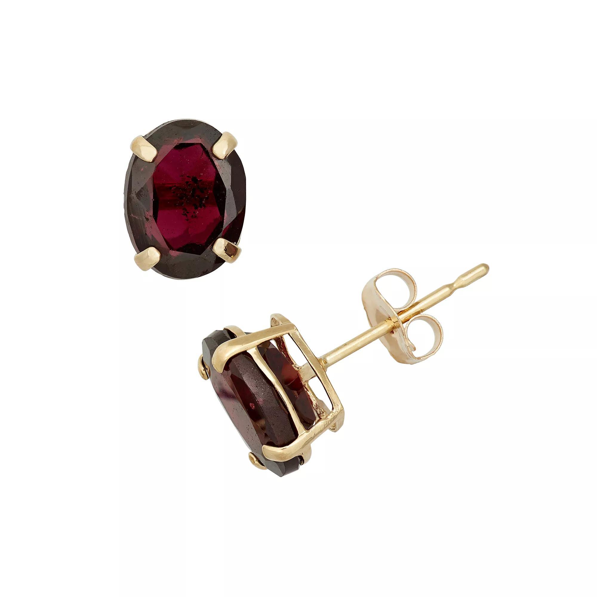 Designs by Gioelli Garnet 10k Gold Oval Stud Earrings, Women's, Red Product Image