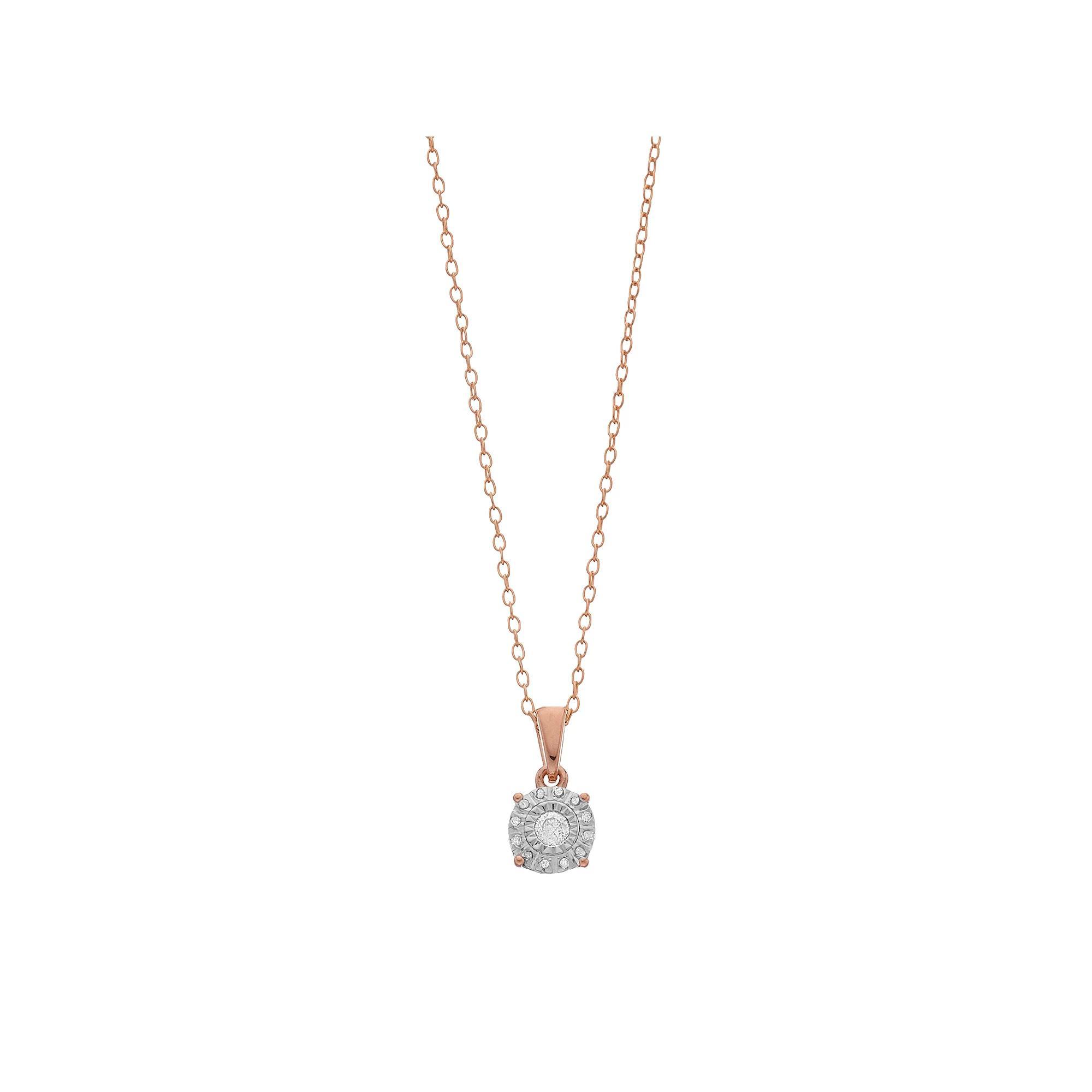 Diamond Brilliance 1/10 Carat T.W. Diamond Composite Round Pendant Necklace, Women's, Size: 18", Pink Tone Product Image