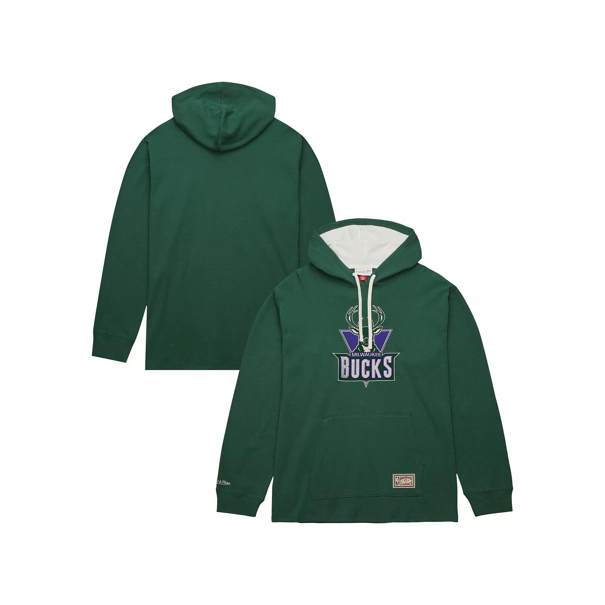 Men's Mitchell & Ness Green Milwaukee Bucks Hardwood Classics Lightweight Thermal Pullover Hoodie, Size: Small Product Image