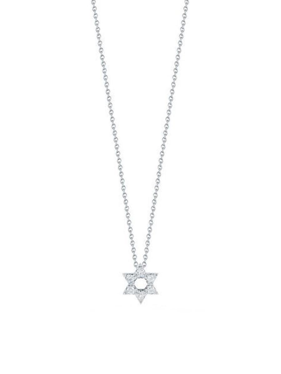 Roberto Coin 18K White Gold Star of David Pendant Necklace with Diamonds, 16-18 Product Image