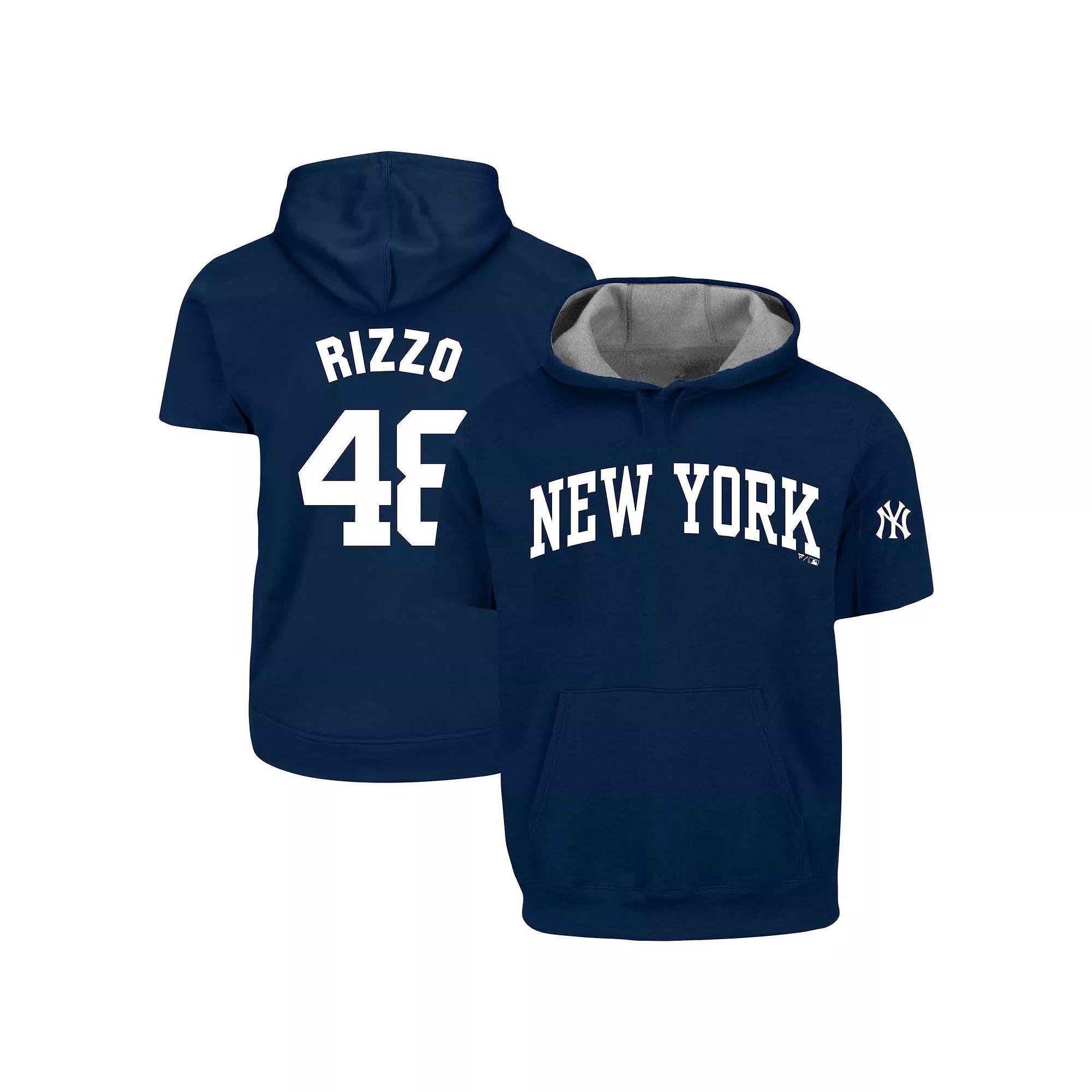 Men's Profile Anthony Rizzo Navy New York Yankees Big & Tall Fleece Short Sleeve Hoodie, Size: 5XB, Blue Product Image