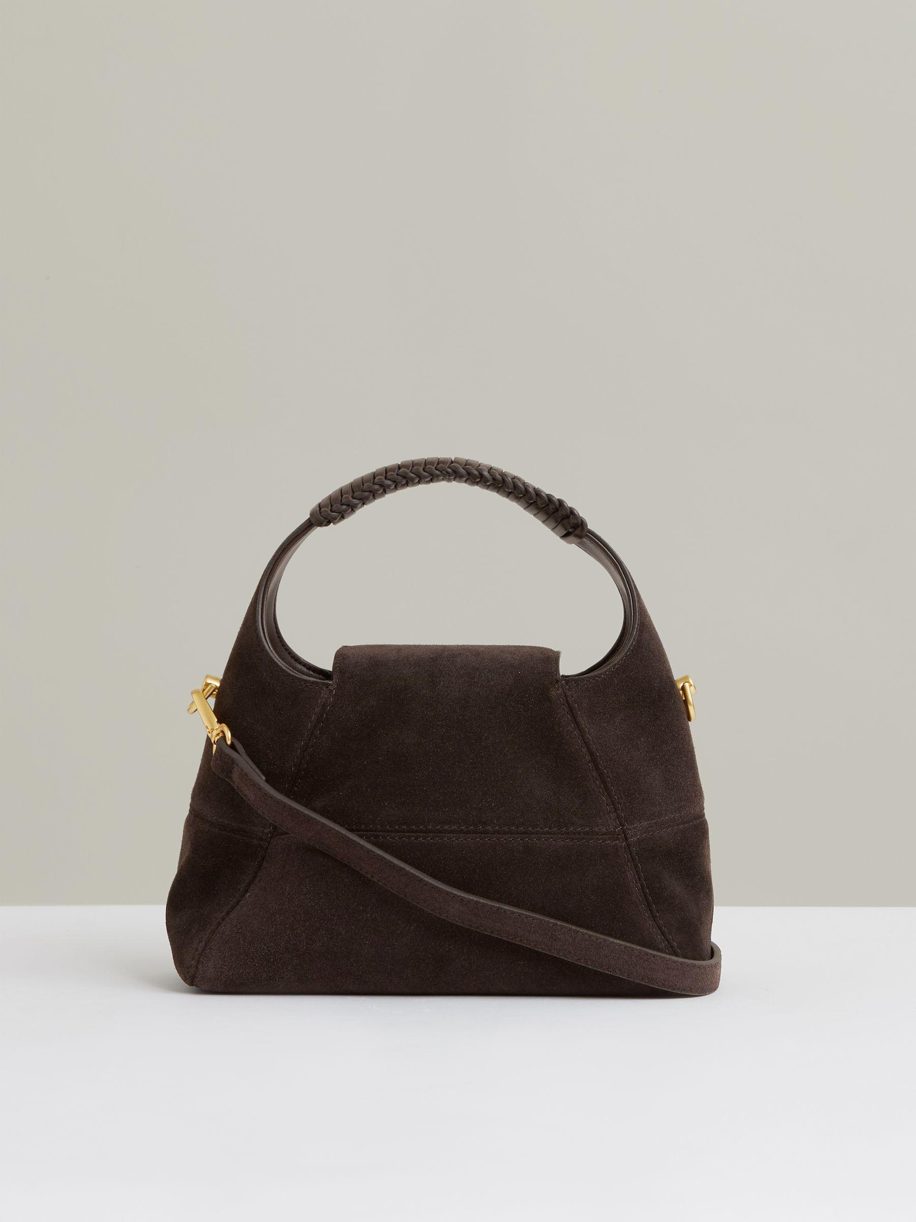 Suede Shoulder Bag in Chocolate Product Image