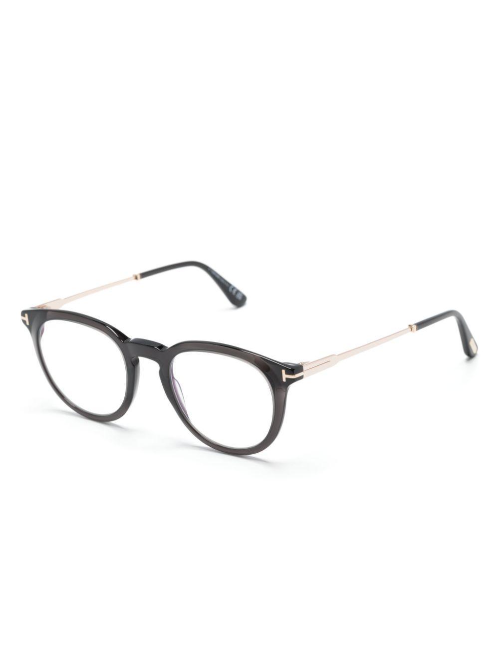 TOM FORD Logo-engraved Round-frame Glasses In Black Product Image