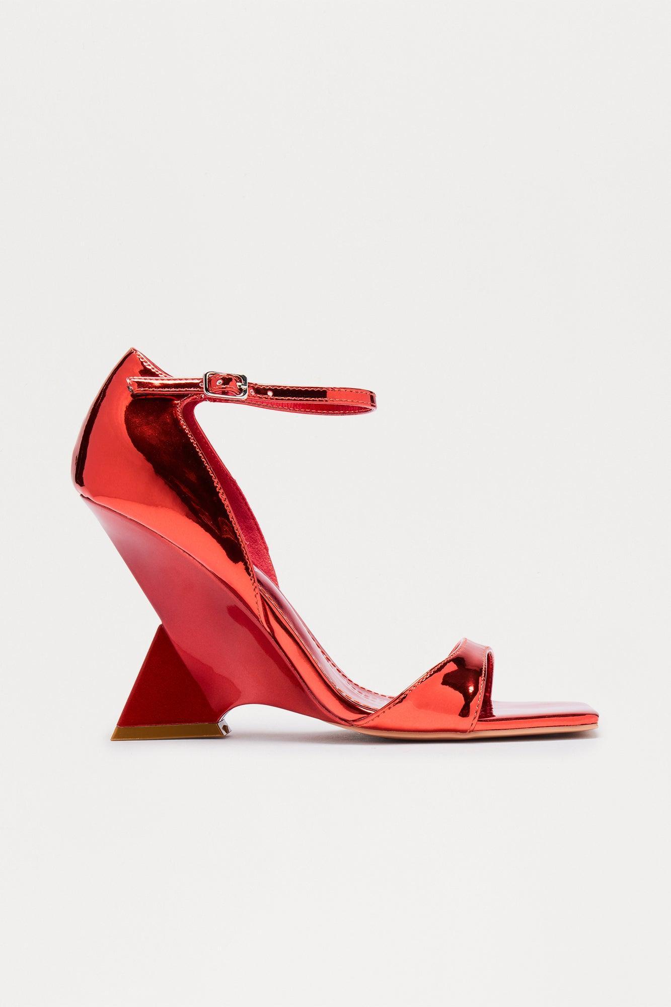 Kizzy Ankle Strap Wedges - Red Product Image