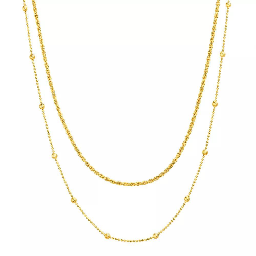 Paige Harper 14k Gold Over Recycled Brass Rope & Beaded Chain Layered Necklace, Womens Gold Tone Product Image