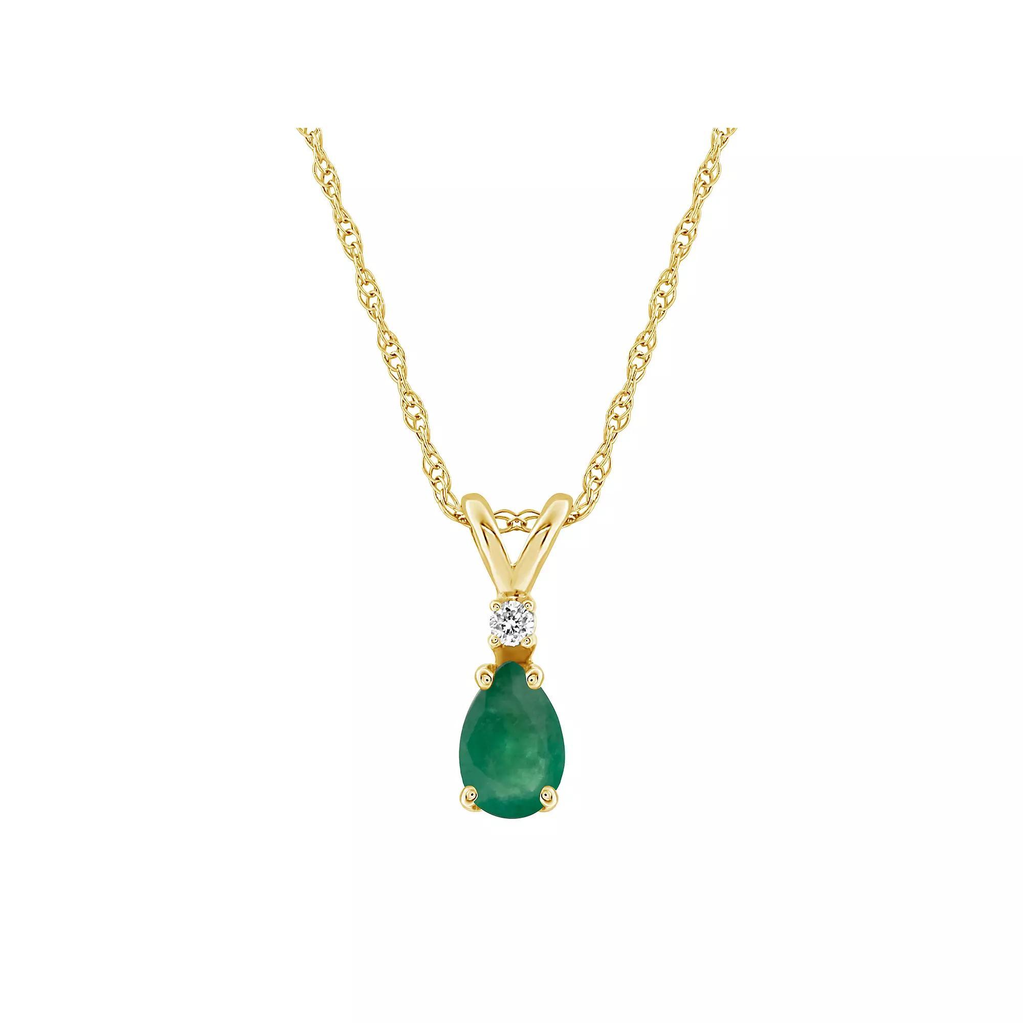 Celebration Gems 14k White Gold Gemstone & Diamond Accent Pendant Necklace, Women's, Size: 18", Green Product Image