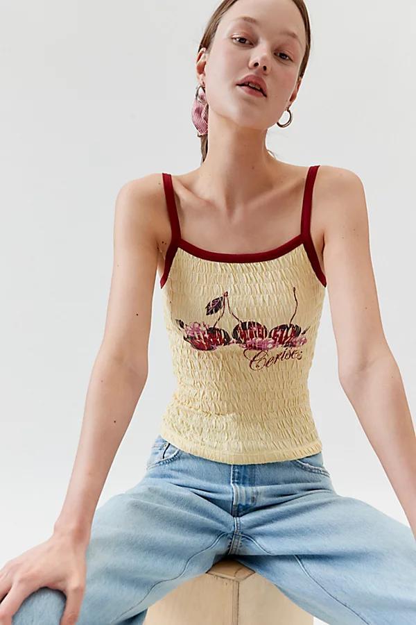 Smocked Fruit Print Tank Top Womens at Urban Outfitters Product Image