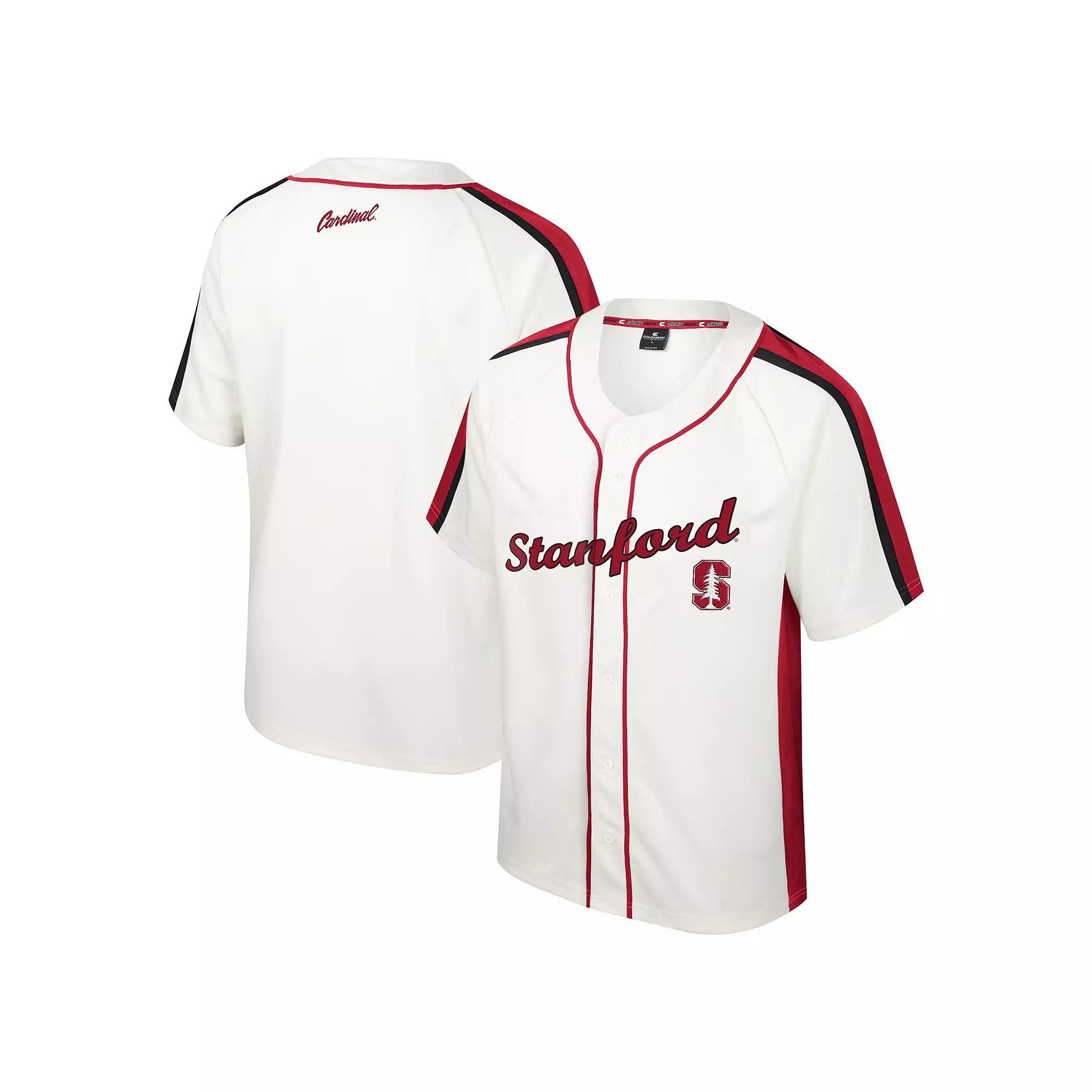 Men's Colosseum Cream Stanford Cardinal Ruth Button-Up Baseball Jersey, Size: XL, Beige Product Image
