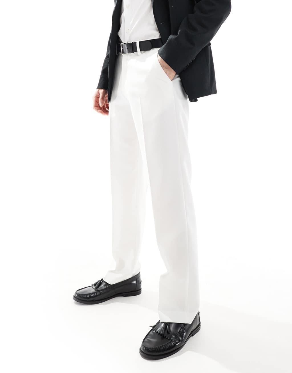 ASOS DESIGN smart straight leg pants in white Product Image