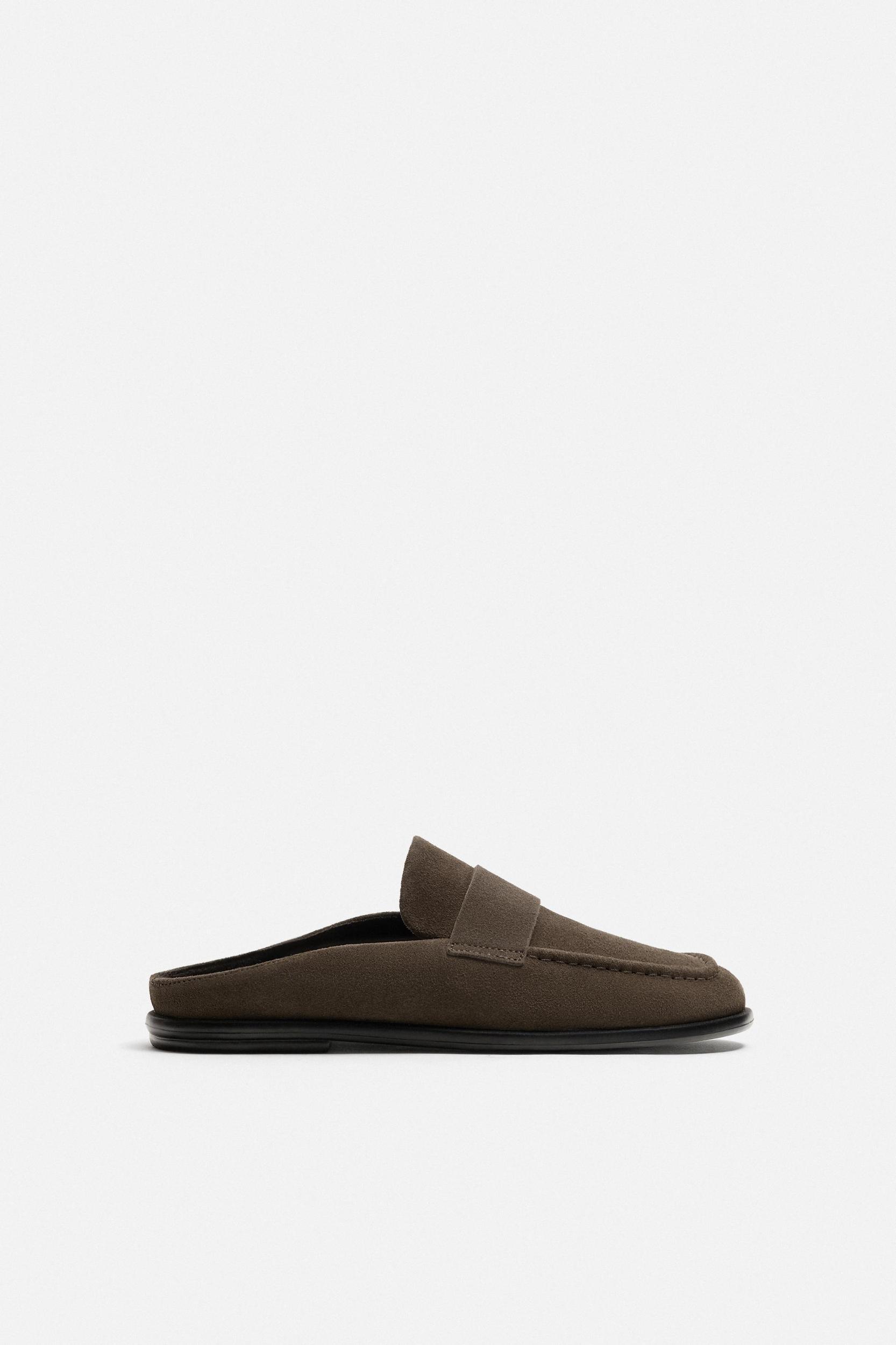 LEATHER OPEN BACK LOAFERS Product Image