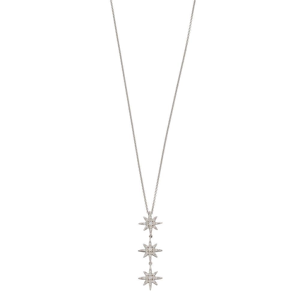 Simply Vera Vera Wang Sterling Silver 1/4 Carat T.W. Diamond 3-Star Pendant Necklace, Women's, Size: 18" Product Image