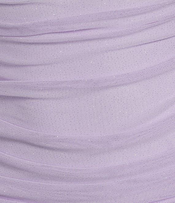 Next Up Glitter Off-The-Shoulder Sweetheart Neck Long Sleeve Shirred Bodycon Dress Product Image