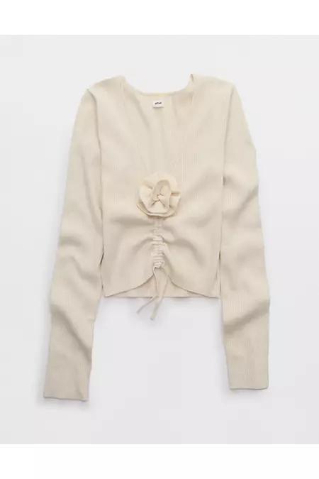 Aerie Cropped Rosette Sweater Women's Product Image