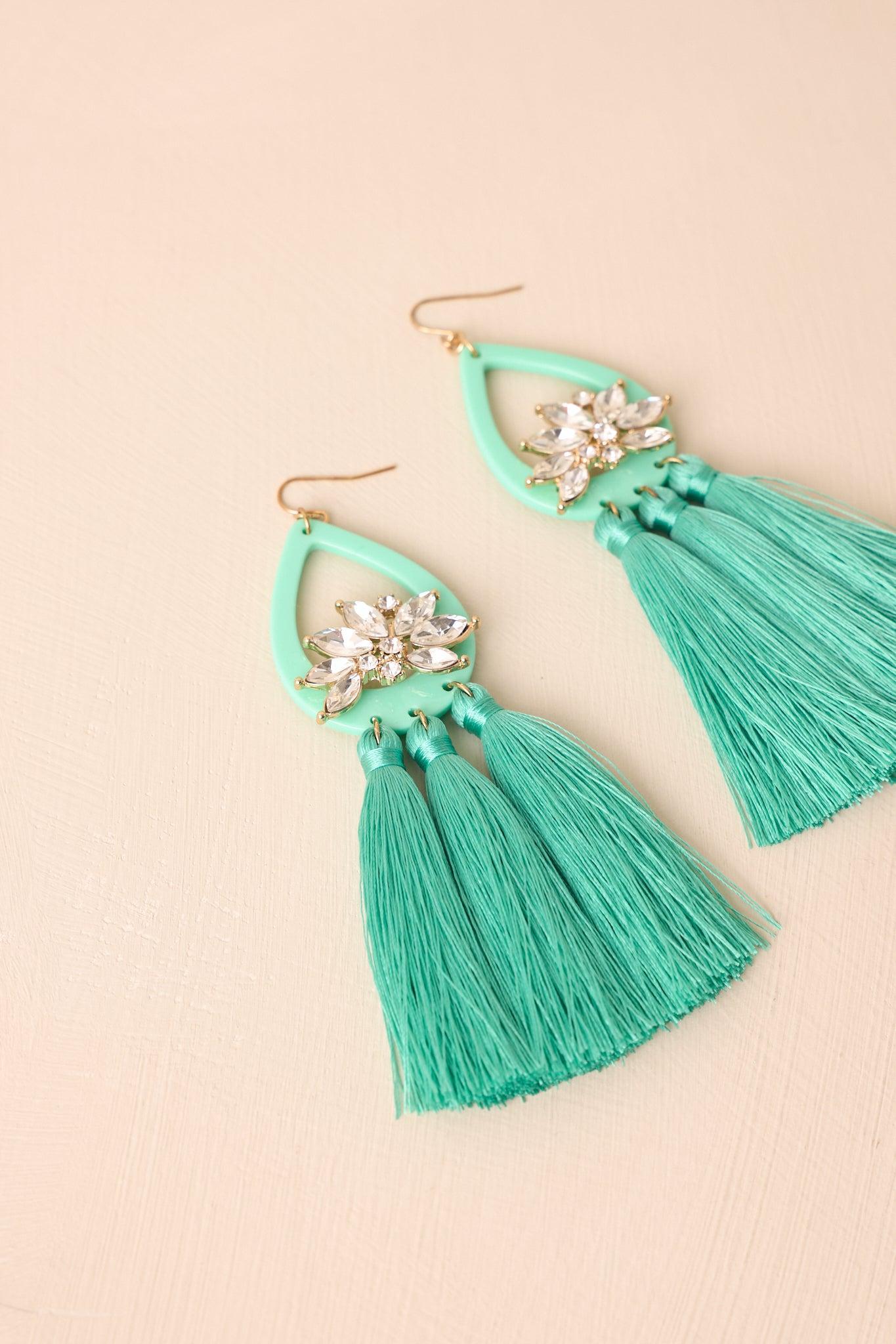 Dreamy Desires Turquoise Tassel Earrings Product Image