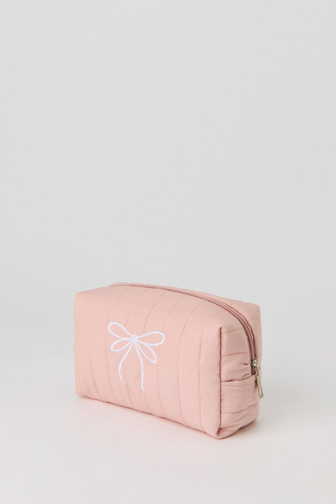 Bow Embroidered Makeup Bag Female Product Image