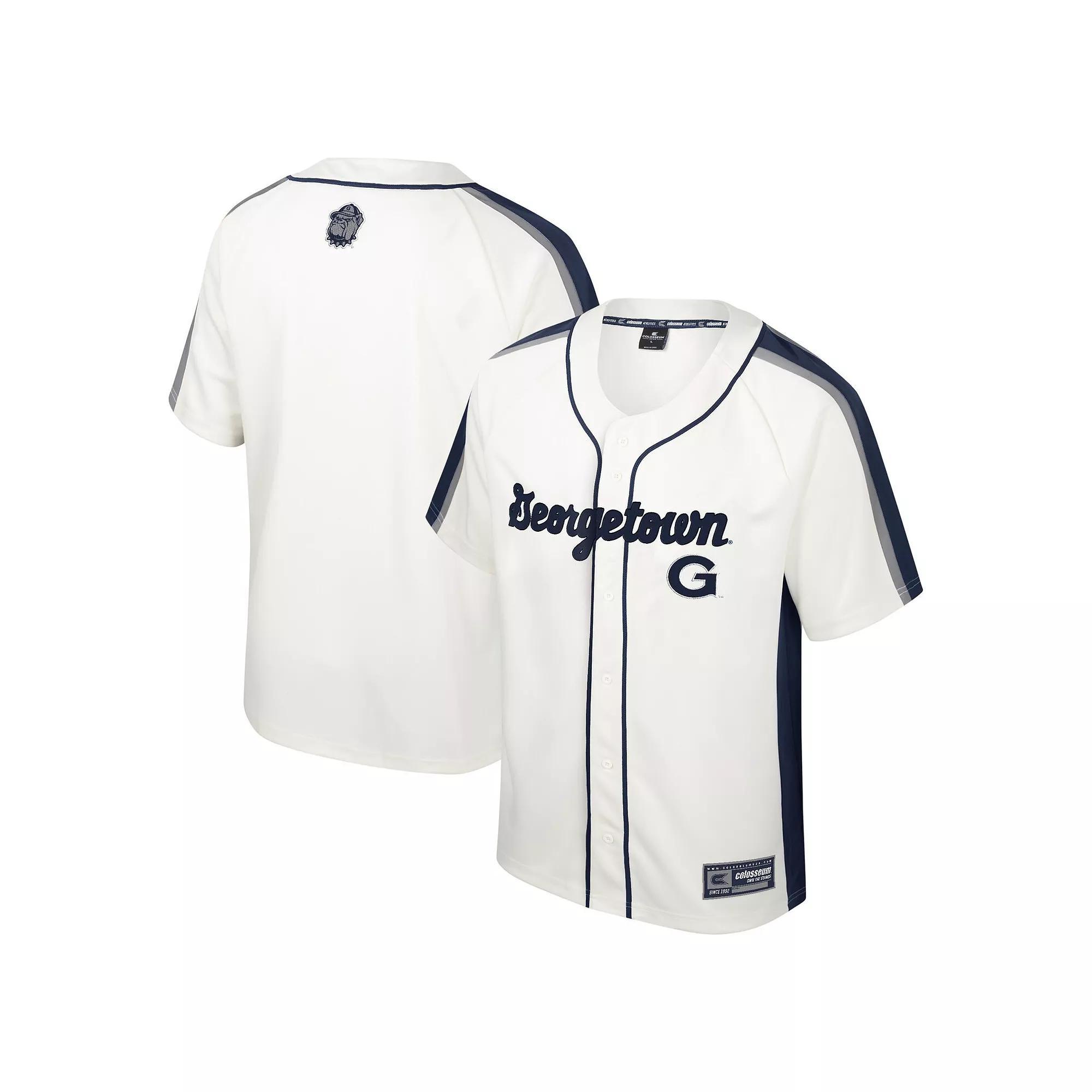 Men's Colosseum Cream Georgetown Hoyas Ruth Button-Up Baseball Jersey, Size: Large, Grg Beige Product Image