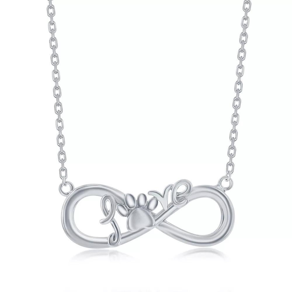 Argento Bella Infinity Love Paw Print Necklace, Women's, Size: 16-18" ADJ, Sterling Silver Product Image