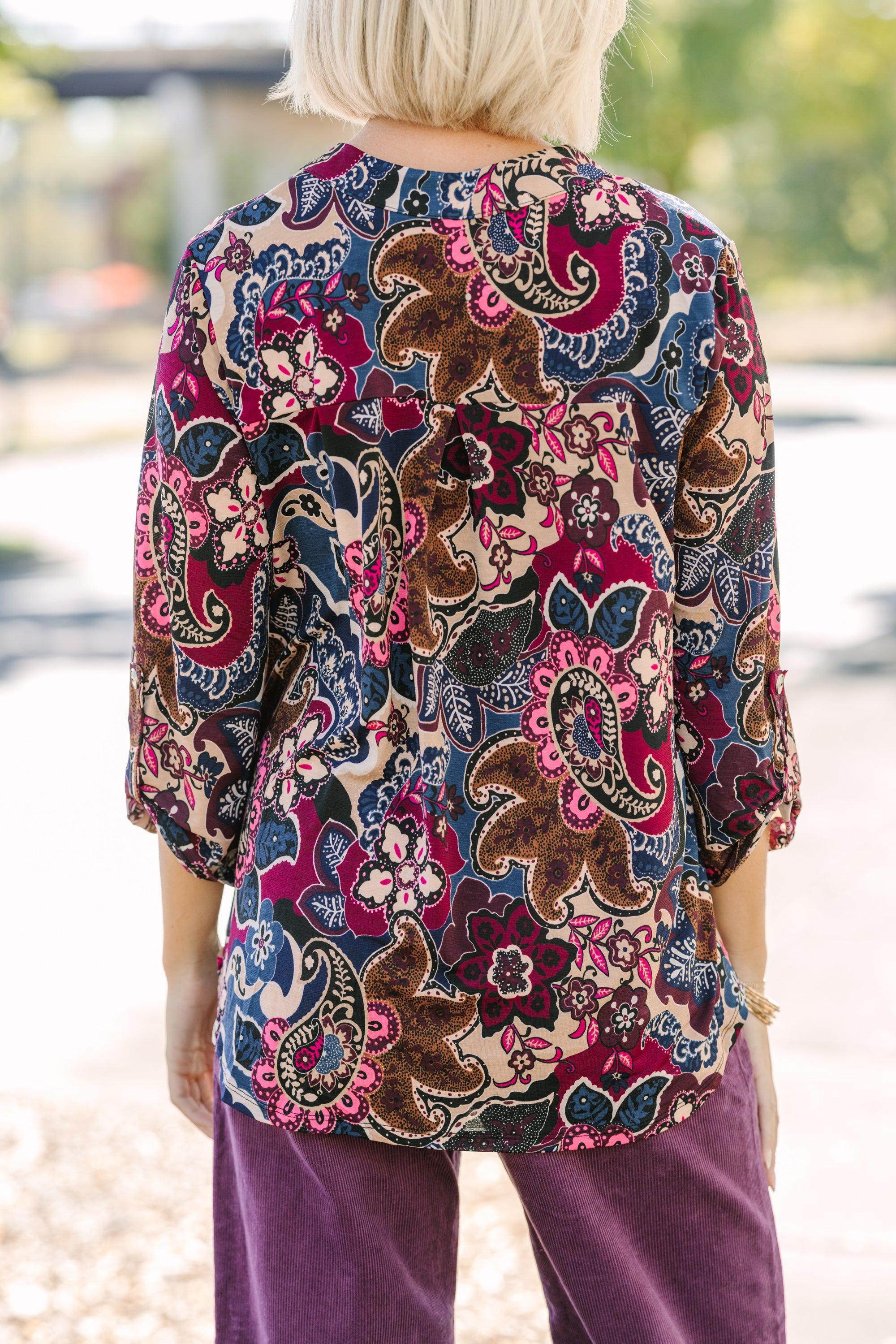 Break Through Wine Red Floral Blouse Female Product Image