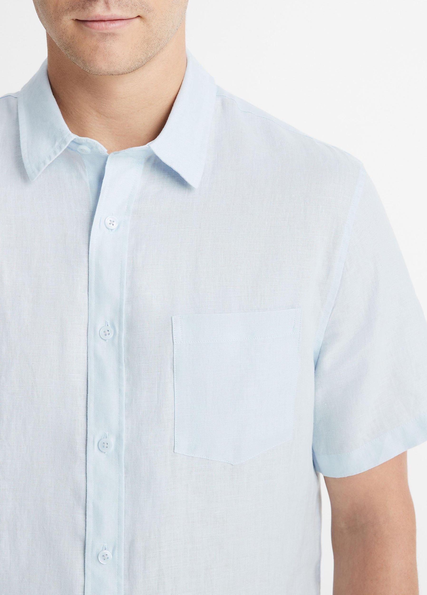 Mens Linen Short-Sleeve Shirt, Pumice Rock, Size XS Vince Product Image