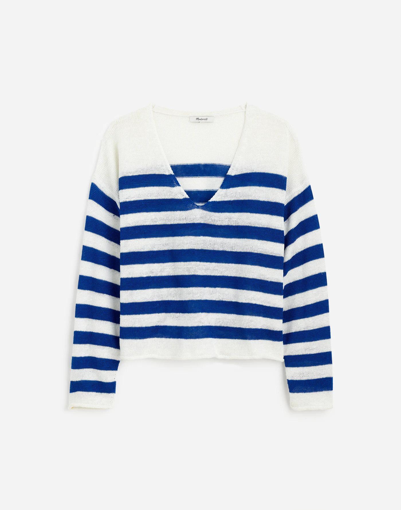 Linen V-Neck Sweater Product Image