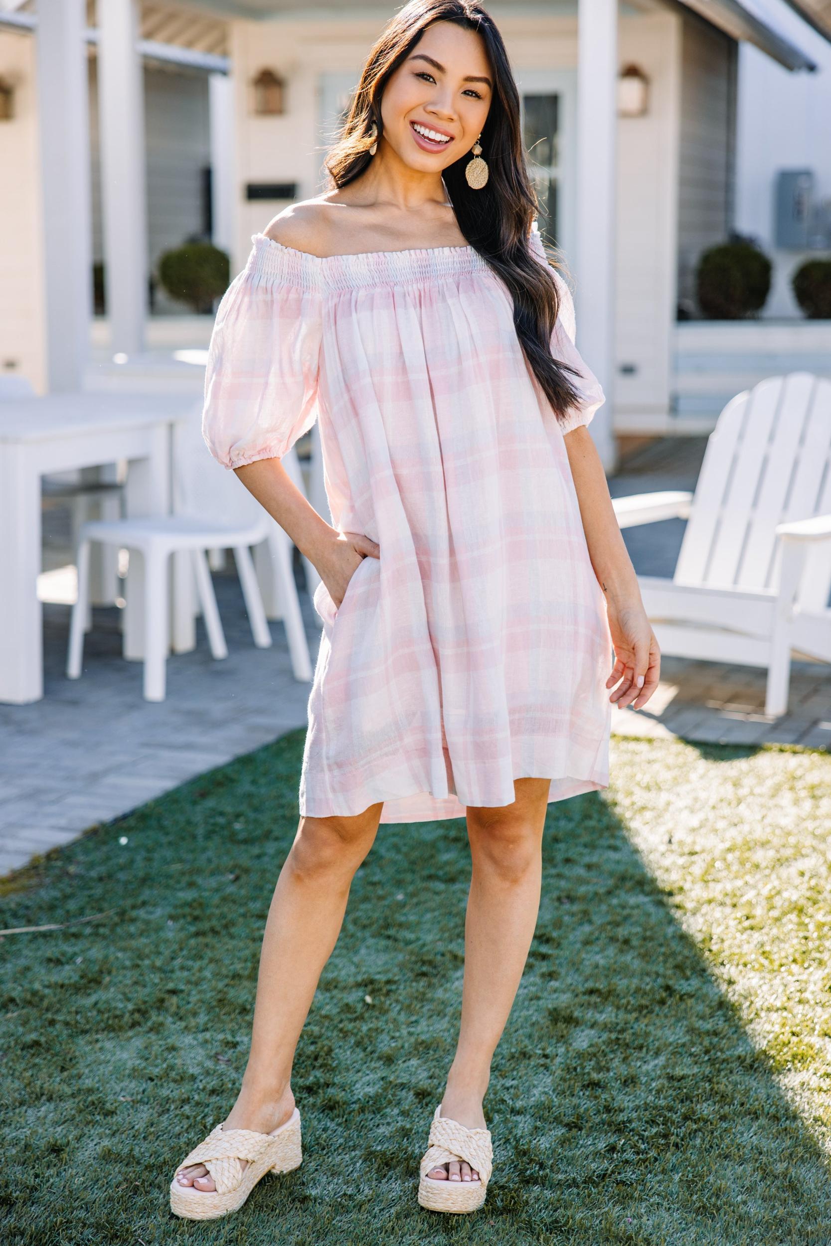 Feeling So Special Pink Plaid Babydoll Dress Female Product Image