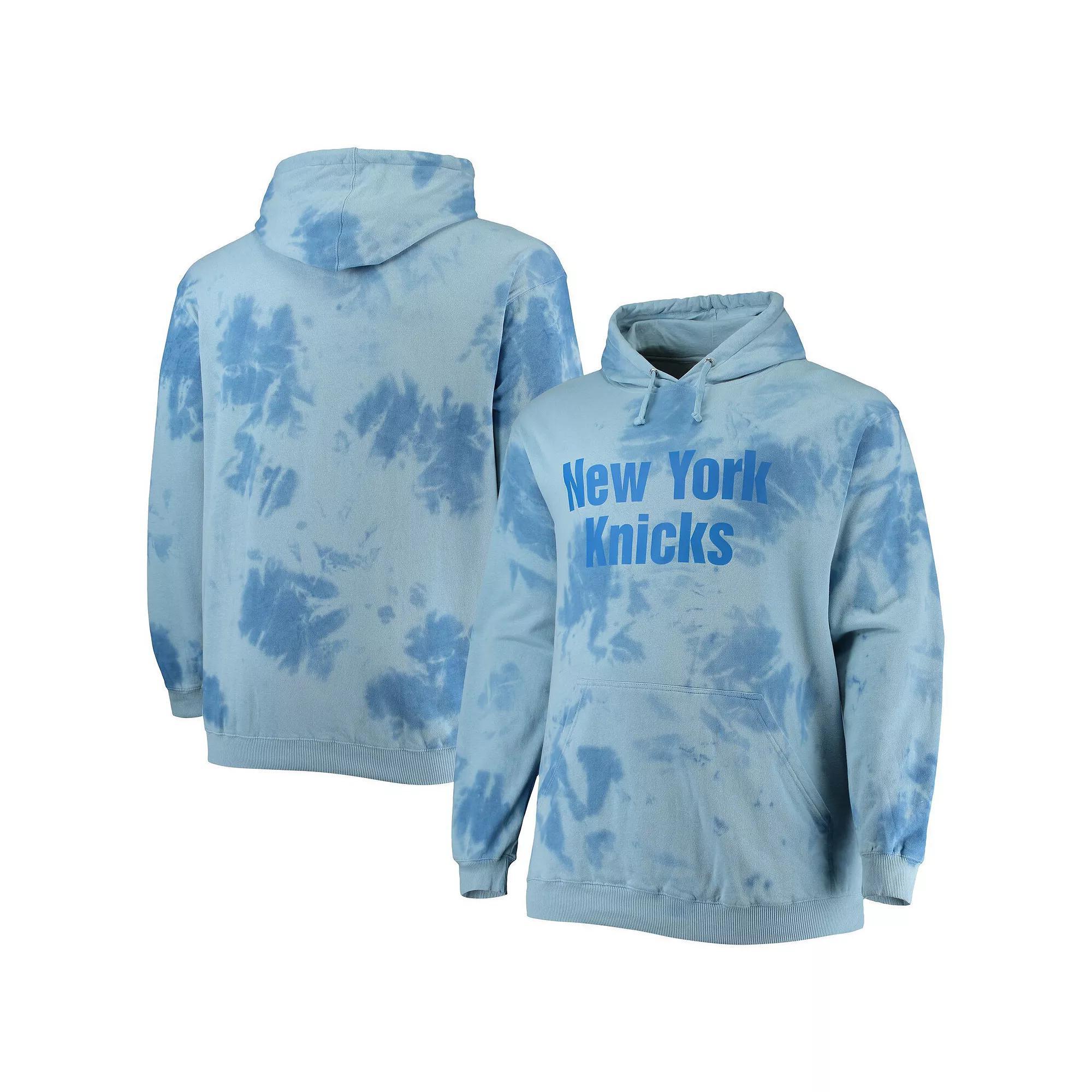 Men's Fanatics Branded Blue New York Knicks Big & Tall Wordmark Cloud Dye Pullover Hoodie, Size: 2XLT Product Image