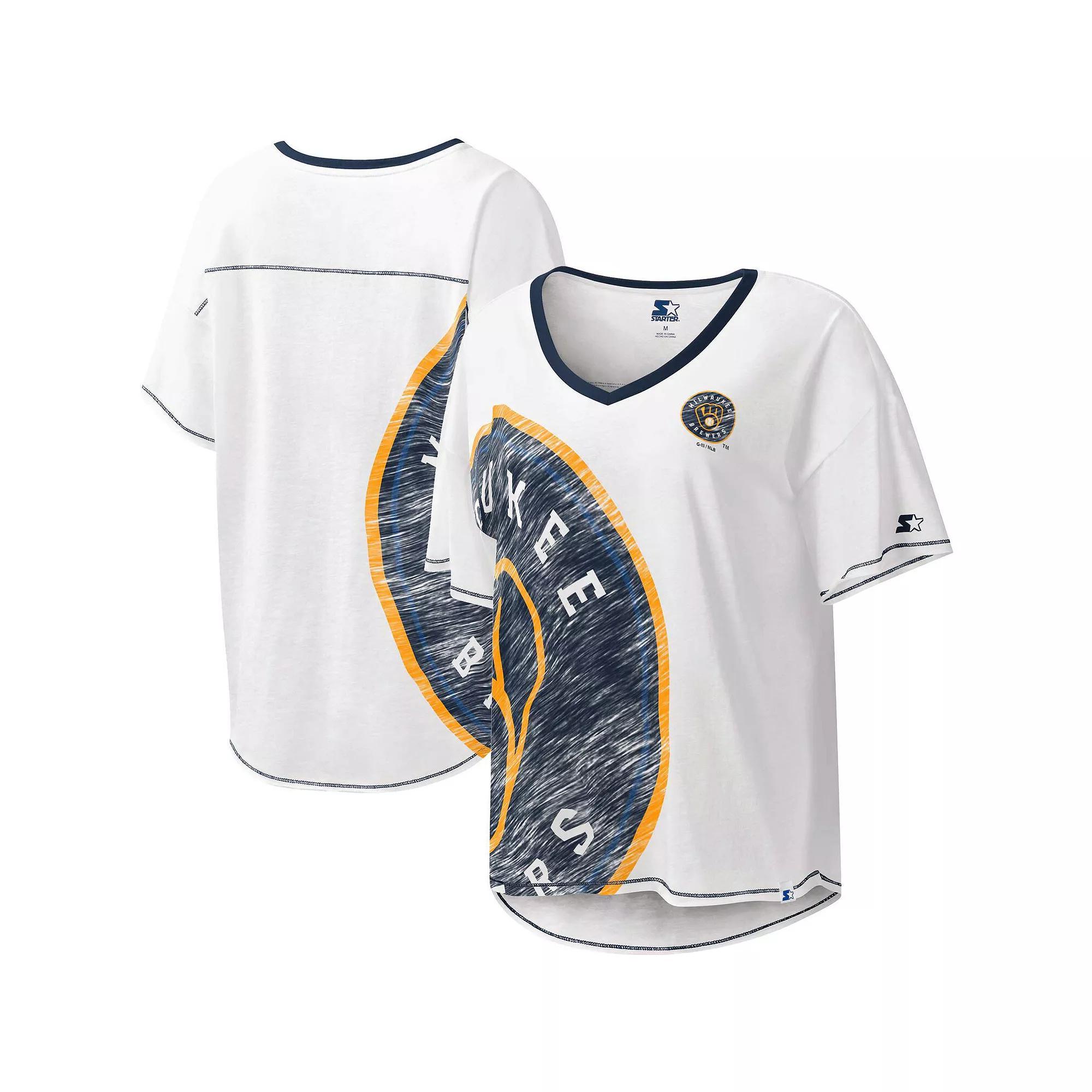 Womens Starter Milwaukee Brewers Perfect Game V-Neck T-Shirt Product Image