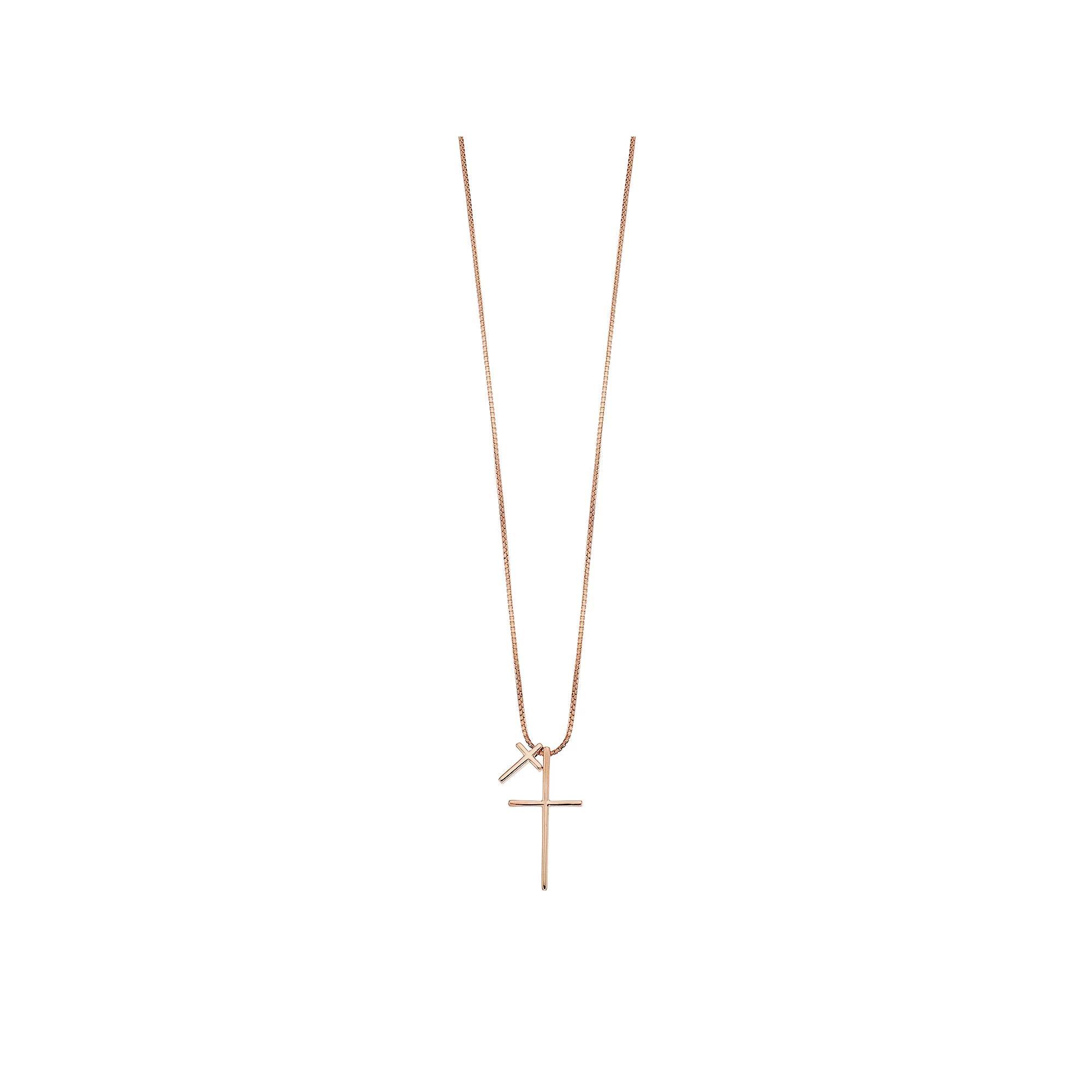 Sterling Silver Double Cross Pendant Necklace, Women's, Size: 18", 14k Gold Over Product Image