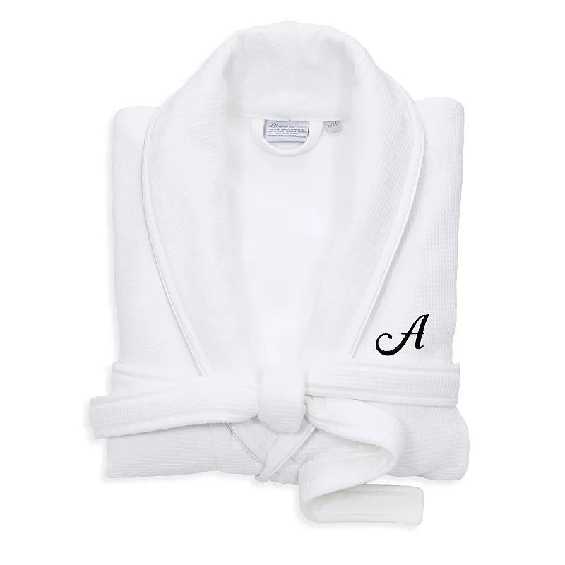 Linum Home Textiles Red Letter Unisex Personalized Turkish Cotton Waffle Terry Satin Piped Trim Bathrobe, Womens Product Image