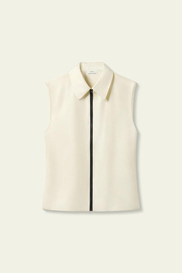 Sleeveless Full Zip Silk Vest Product Image