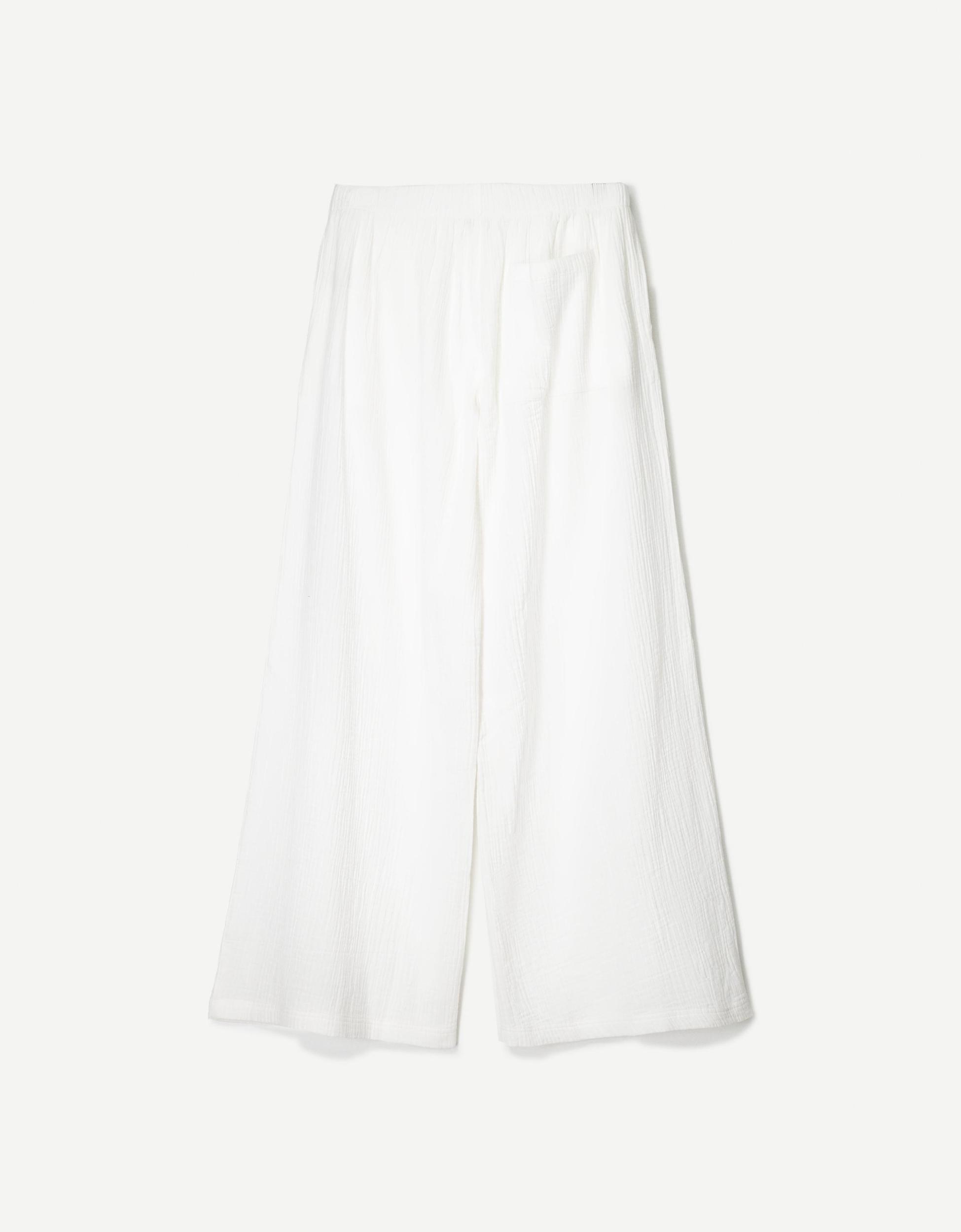 Wide-leg rustic double cloth pants Product Image